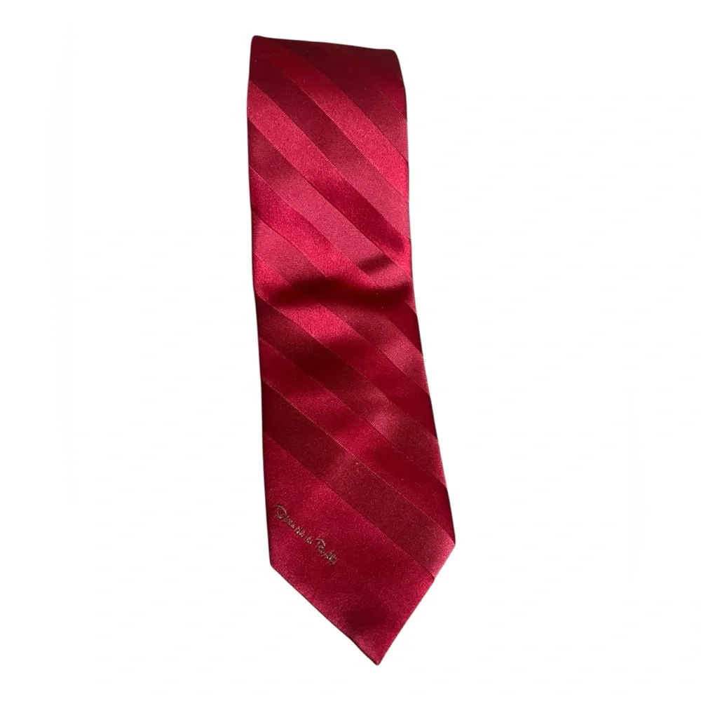 Oscar de la Renta Red‎ Burgundy Striped Tie